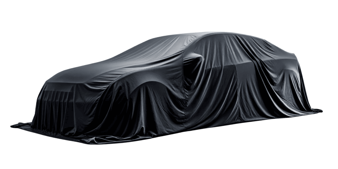 An image of a covered car under black cloth